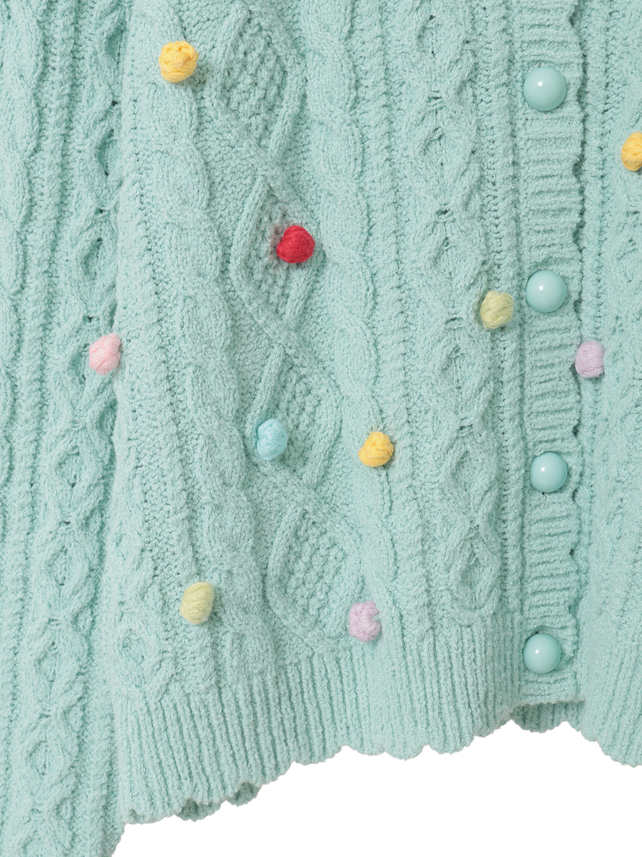 カラフルポップル付きニットカーディガン 詳細画像 ソライロ 5