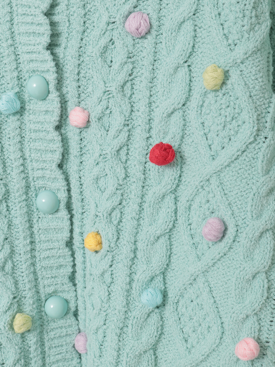 カラフルポップル付きニットカーディガン 詳細画像 ソライロ 6