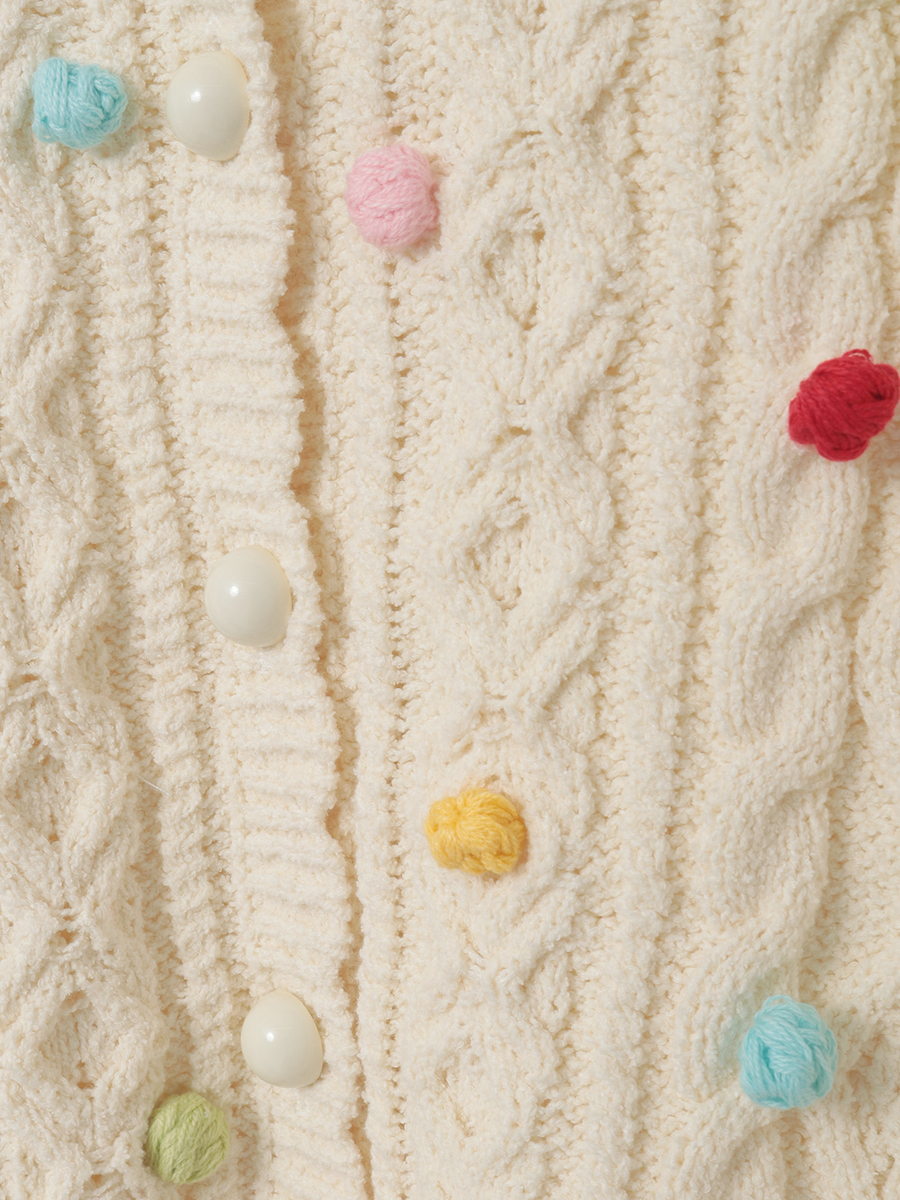 カラフルポップル付きニットカーディガン 詳細画像 ソライロ 7