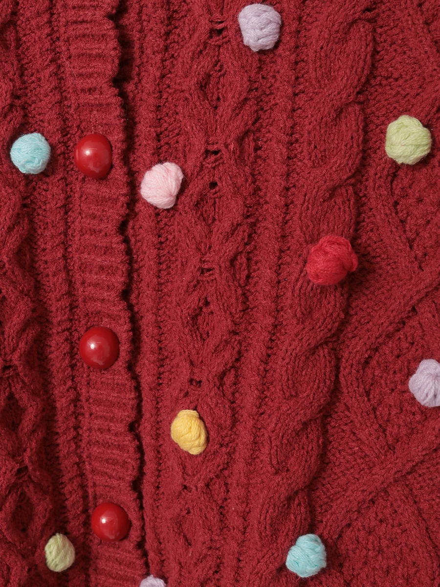 カラフルポップル付きニットカーディガン 詳細画像 ソライロ 8