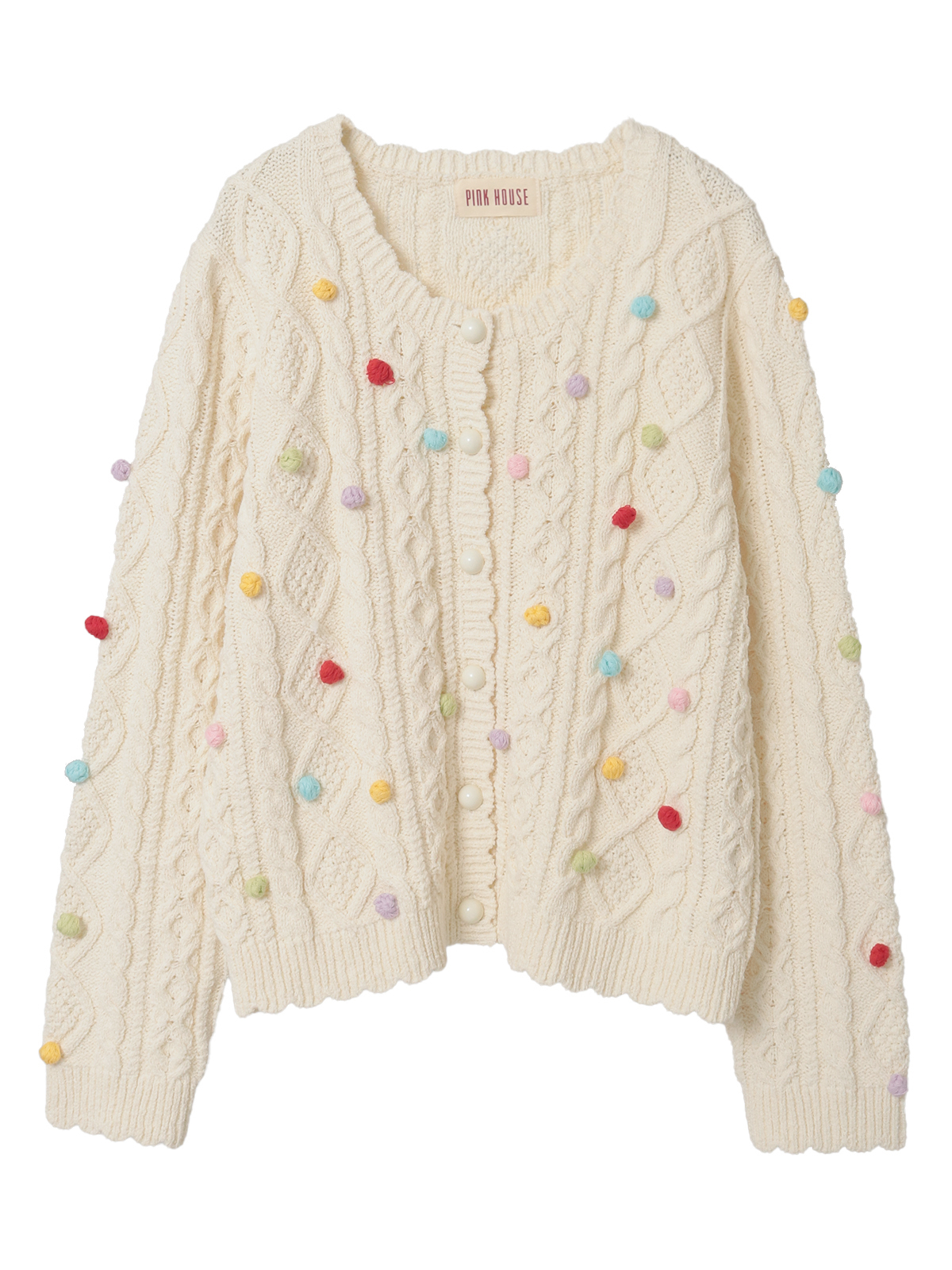 カラフルポップル付きニットカーディガン｜ピンクハウスオフィシャル
