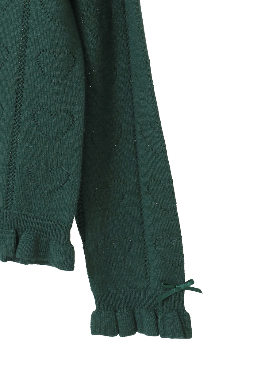 ハート透かし柄タートルニット 詳細画像 アイボリー 12