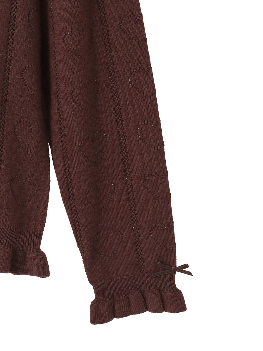 ハート透かし柄タートルニット 詳細画像 アイボリー 14