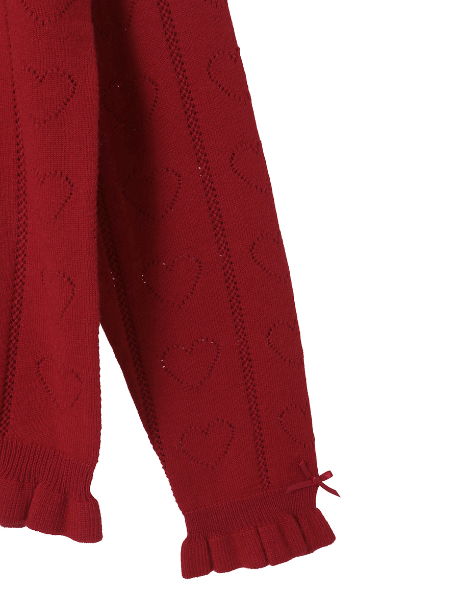 ハート透かし柄タートルニット 詳細画像 アイボリー 4