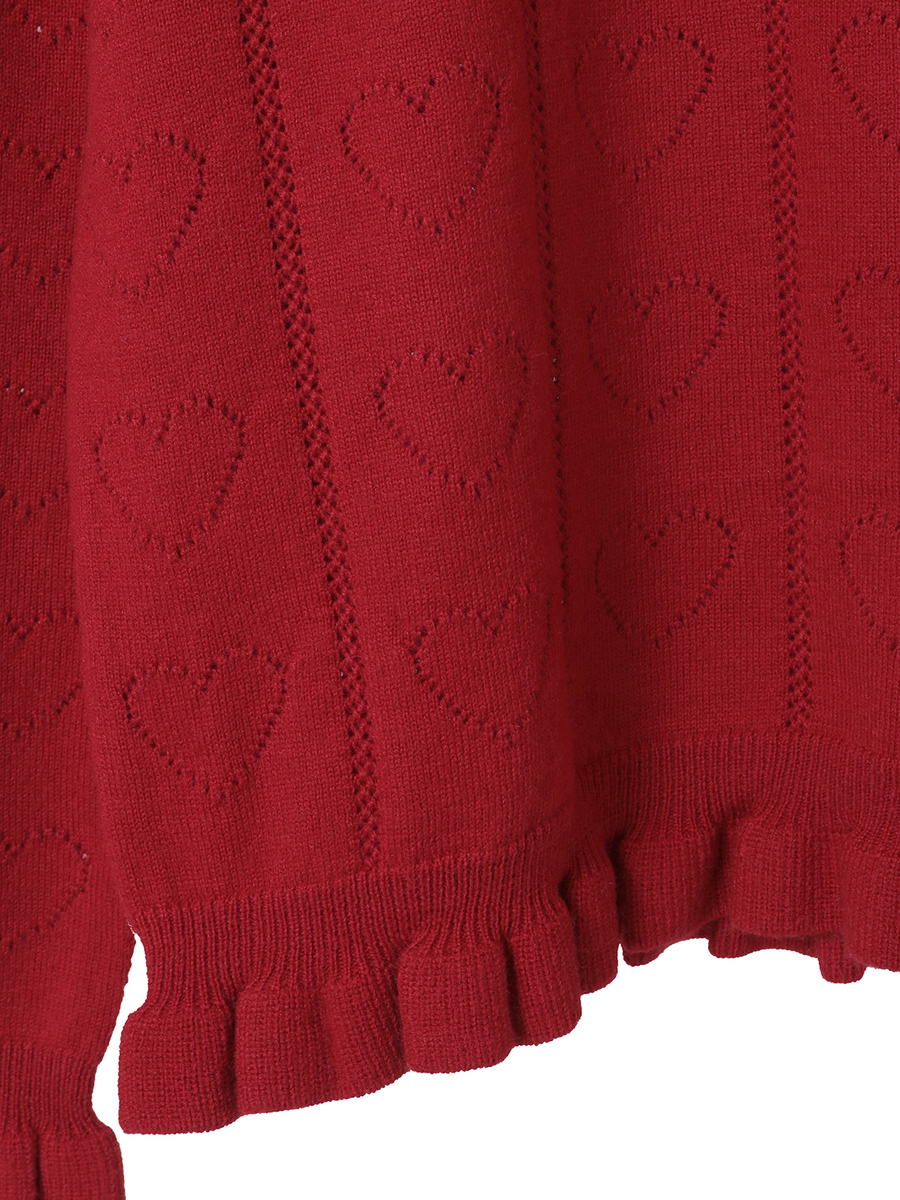 ハート透かし柄タートルニット 詳細画像 アイボリー 5