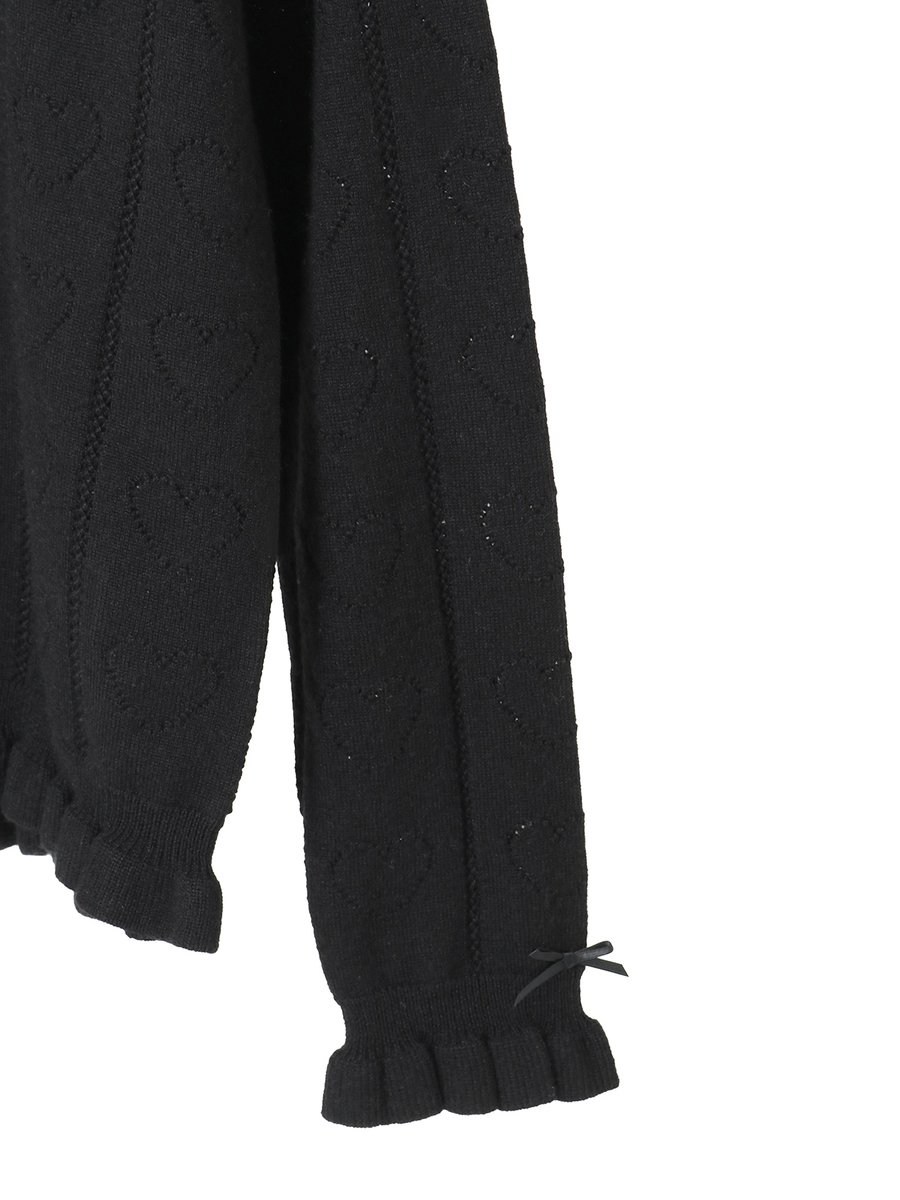 ハート透かし柄タートルニット 詳細画像 アイボリー 8