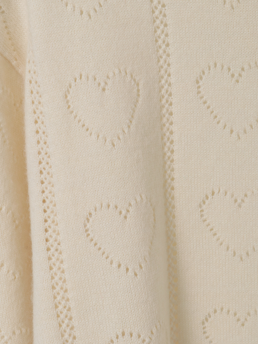 ハート透かし柄タートルニット 詳細画像 アイボリー 9