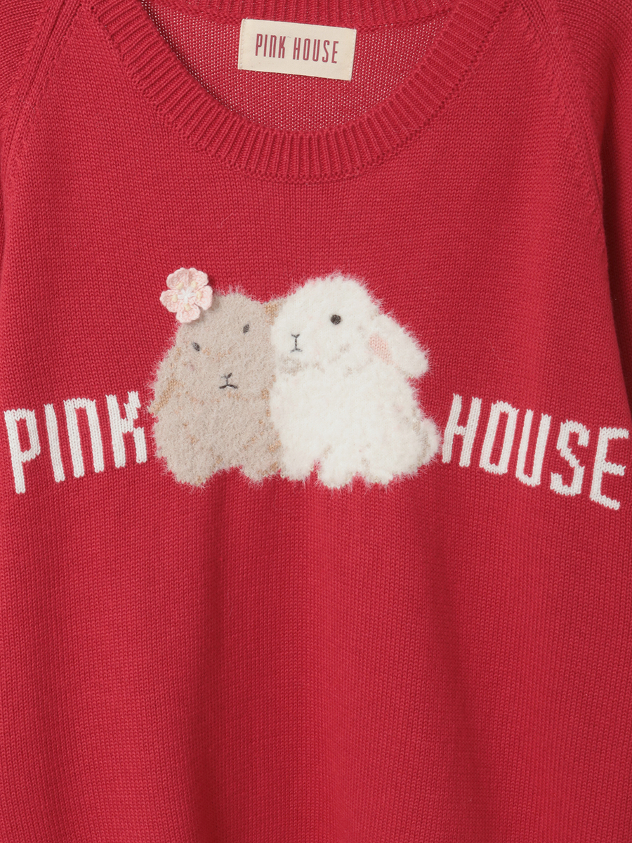 幸見うさぎモチーフニット 詳細画像 アカ 8