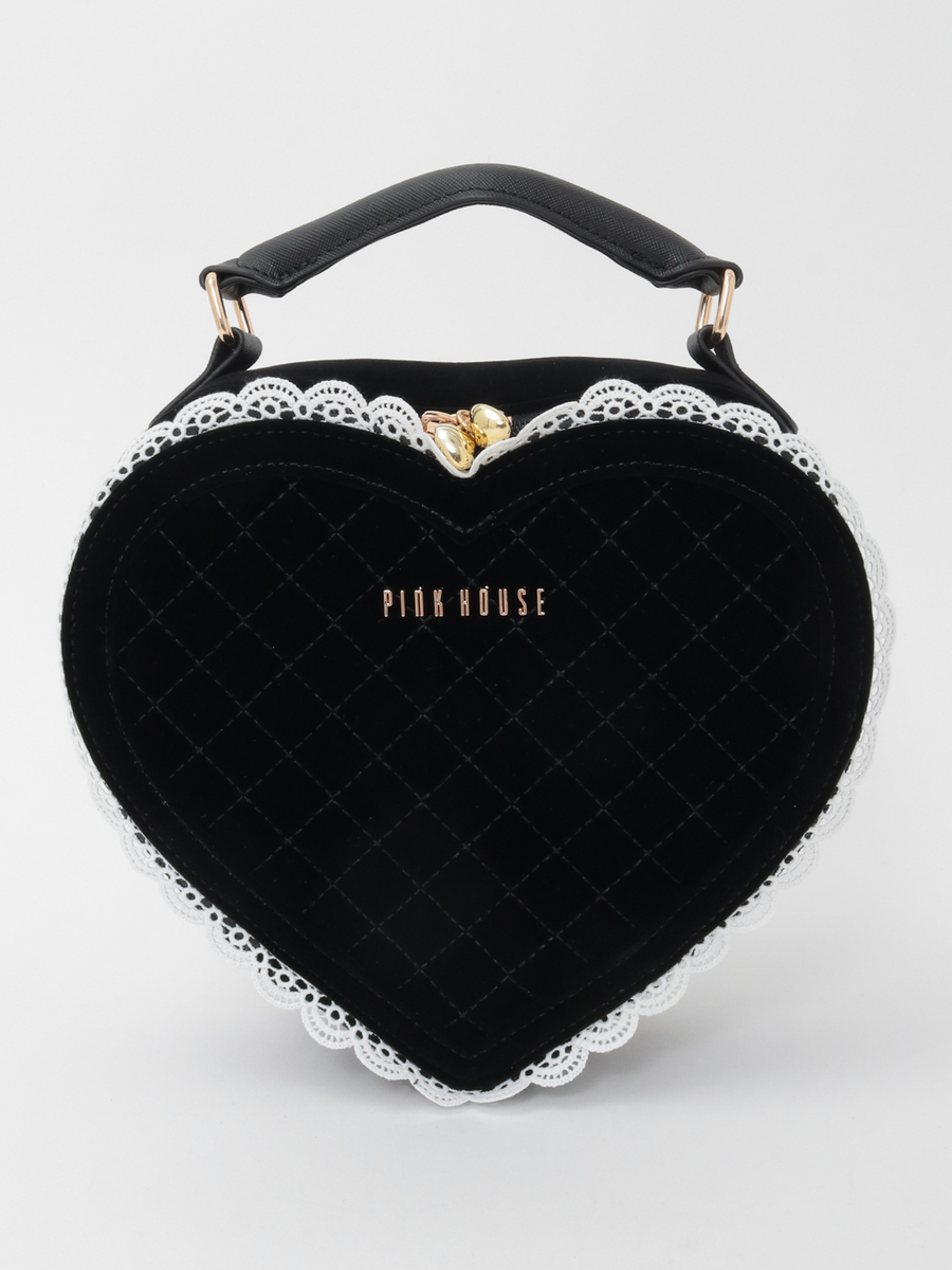 ハート型ベロアバッグ 詳細画像 クロ 1