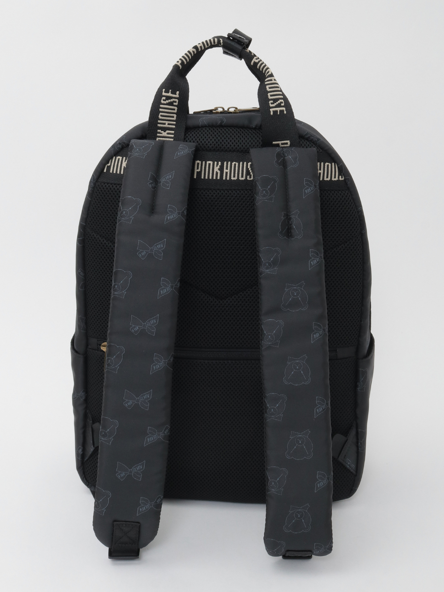 顔くま＆リボン柄ポリエステルジャガードリュックサック 詳細画像 ベージュ 3