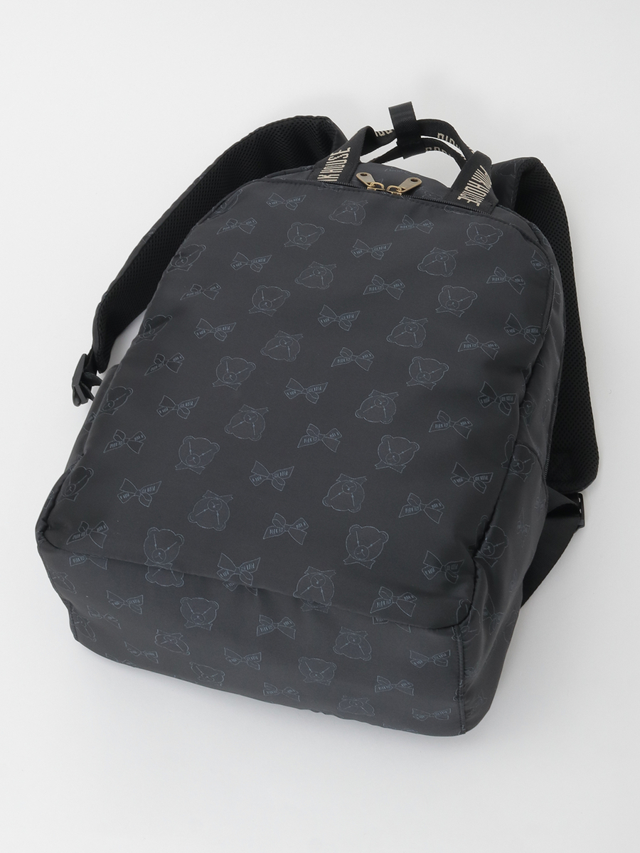 顔くま＆リボン柄ポリエステルジャガードリュックサック 詳細画像 ベージュ 4