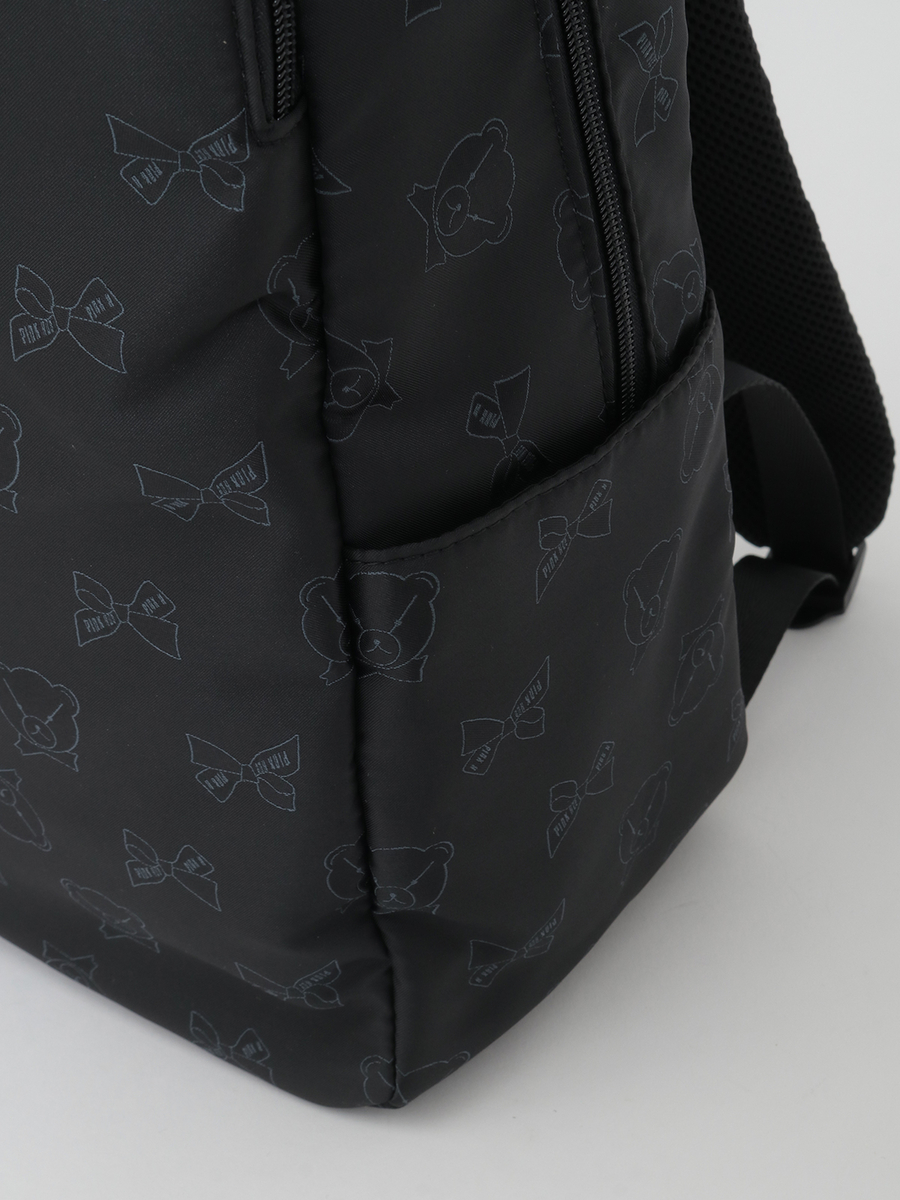 顔くま＆リボン柄ポリエステルジャガードリュックサック 詳細画像 ベージュ 6