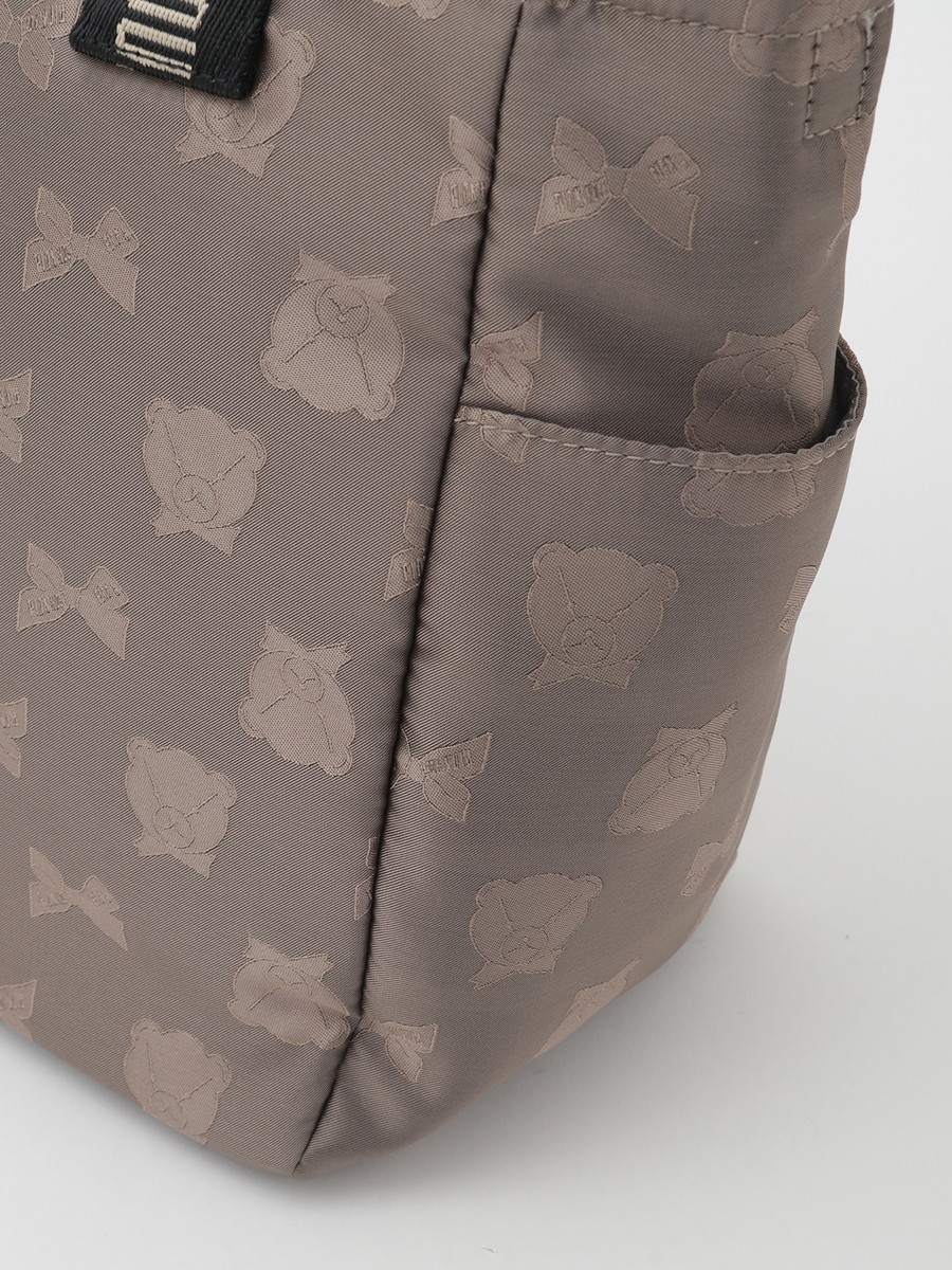 顔くま＆リボン柄ポリエステルジャガードバッグ 詳細画像 クロ 5