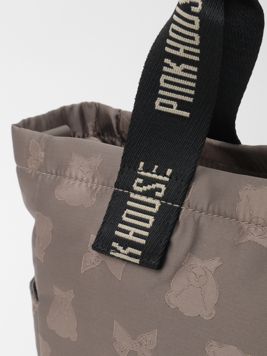 顔くま＆リボン柄ポリエステルジャガードバッグ 詳細画像 クロ 6