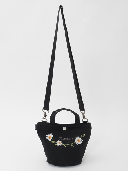 マーガレットブーケ刺繍ミニトートポシェット