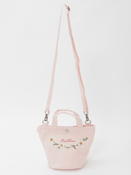 マーガレットブーケ刺繍ミニトートポシェット