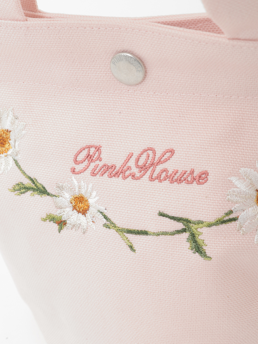 マーガレットブーケ刺繍ミニトートポシェット 詳細画像 ピンク 11