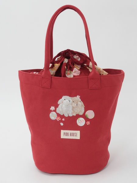 幸見うさぎ刺繍バッグ