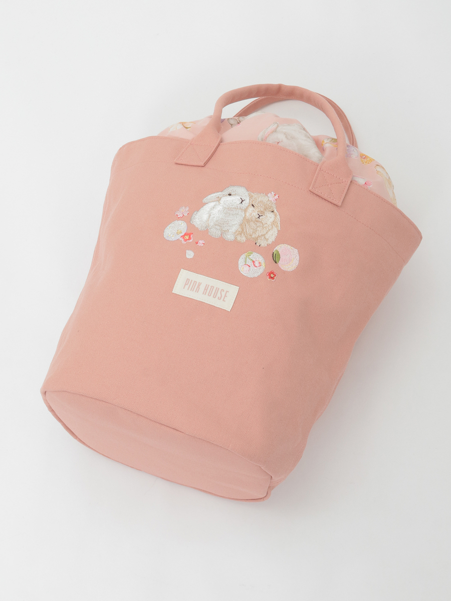 幸見うさぎ刺繍バッグ 詳細画像 アカ 4