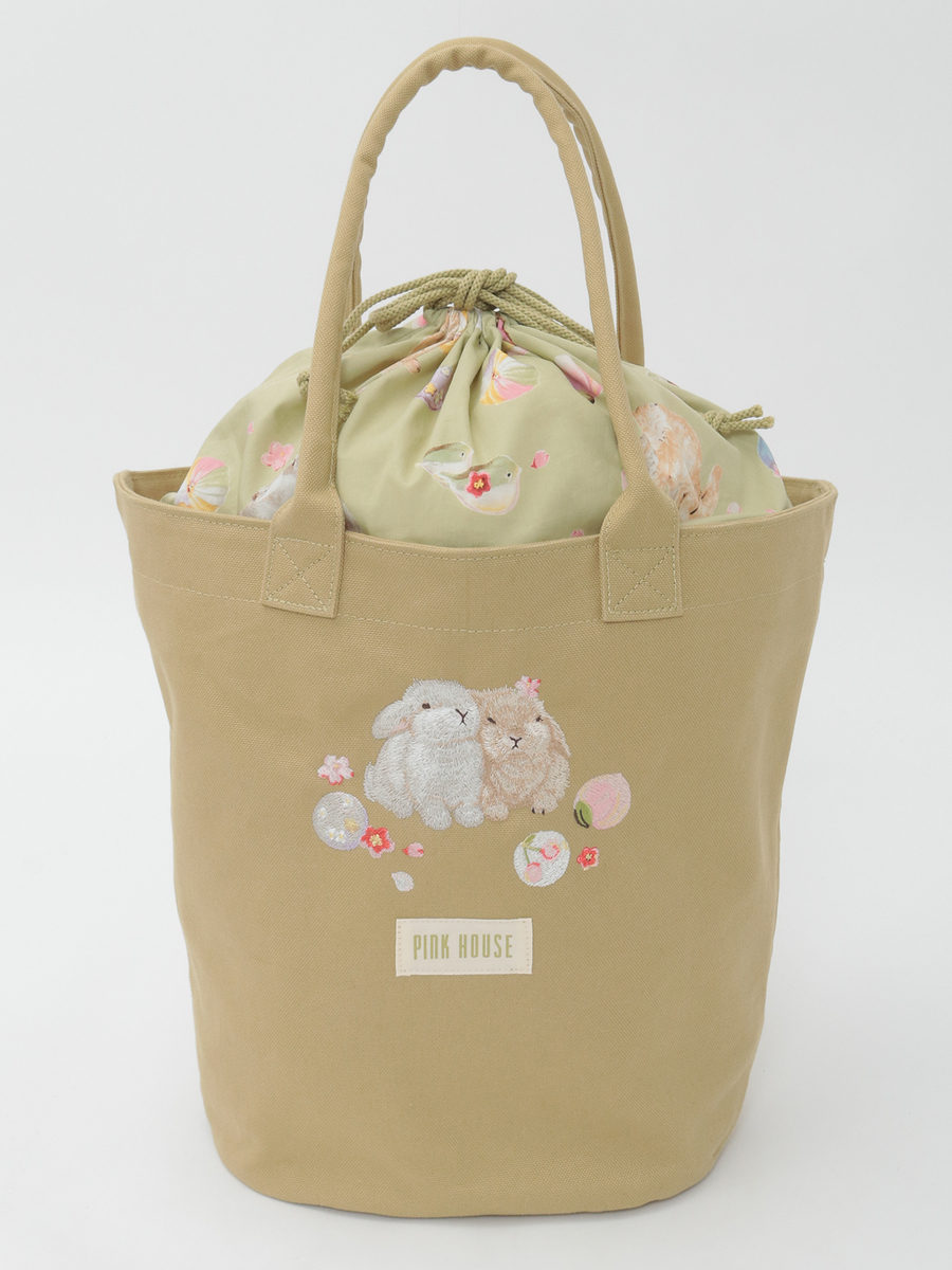 幸見うさぎ刺繍バッグ 詳細画像 ハッカ 1