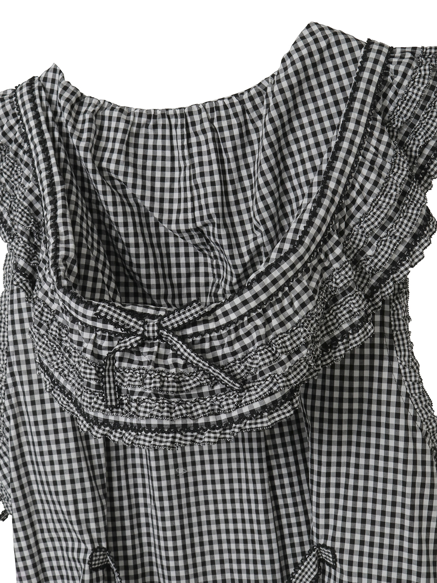 ギンガムチェックフード付きタブリエ 詳細画像 グリーン 11