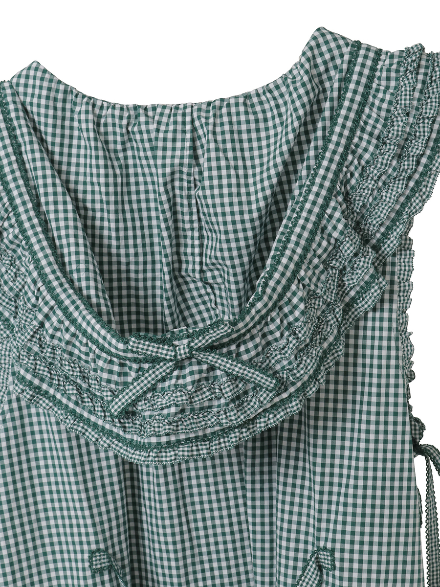ギンガムチェックフード付きタブリエ 詳細画像 グリーン 13
