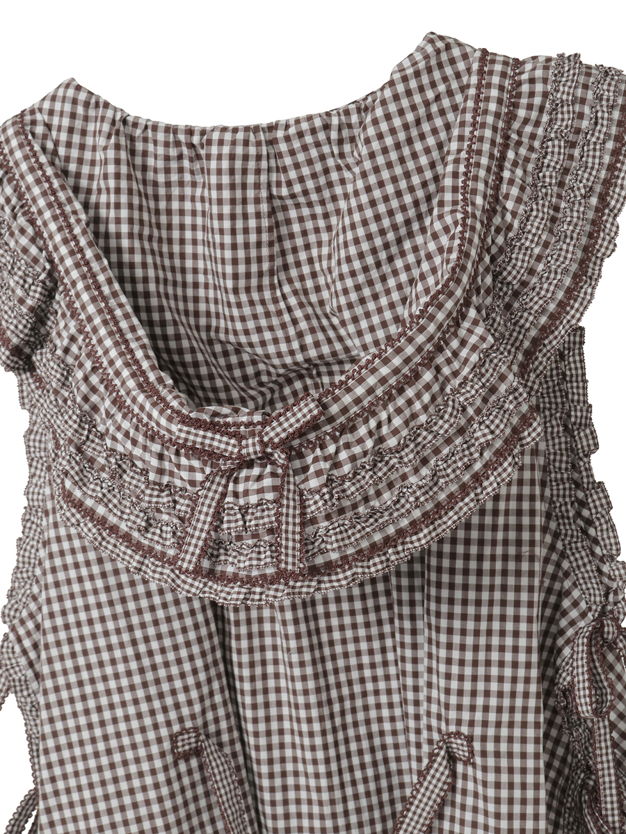 ギンガムチェックフード付きタブリエ 詳細画像 グリーン 15