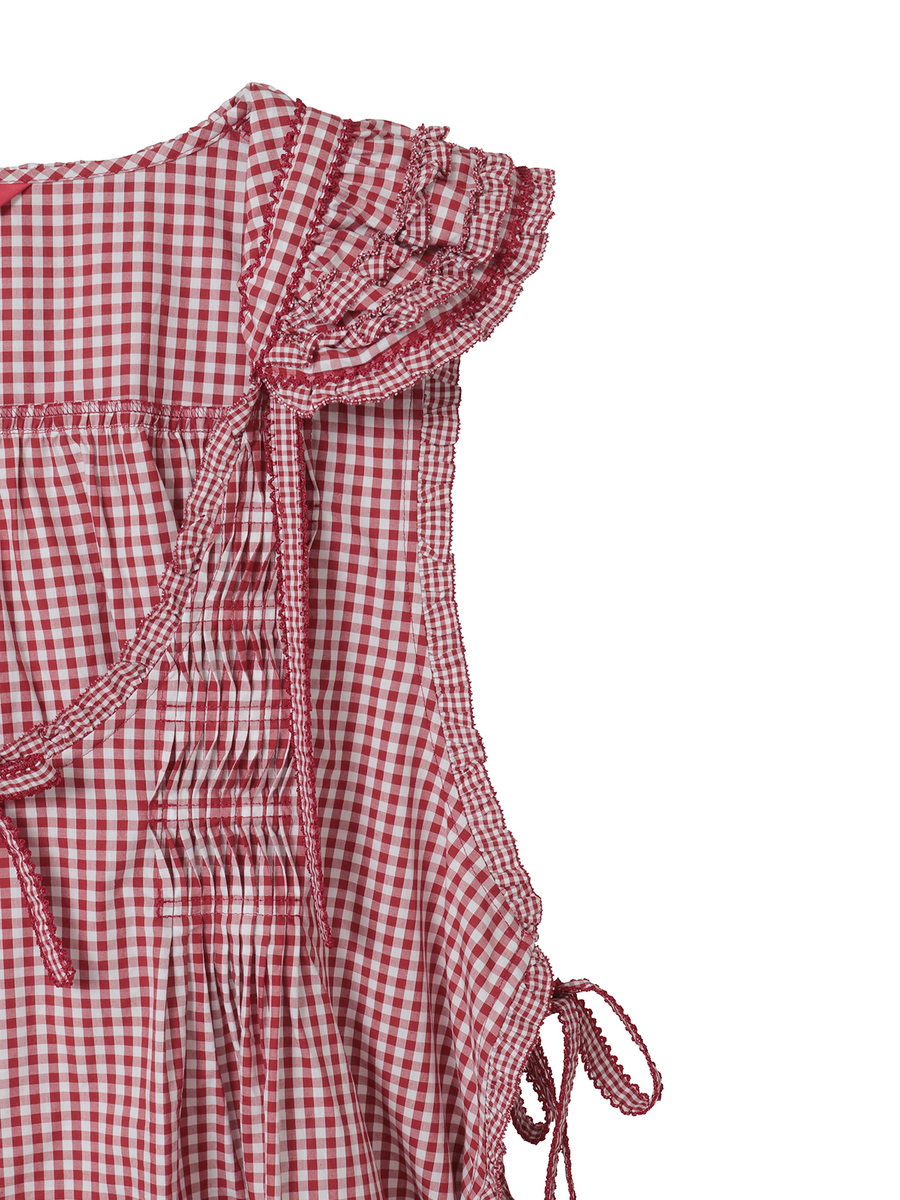 ギンガムチェックフード付きタブリエ 詳細画像 グリーン 4