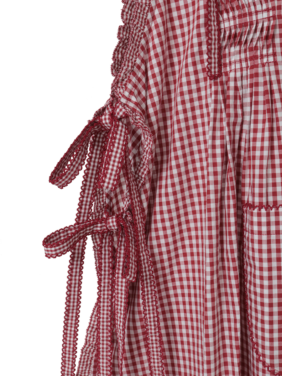 ギンガムチェックフード付きタブリエ 詳細画像 グリーン 7