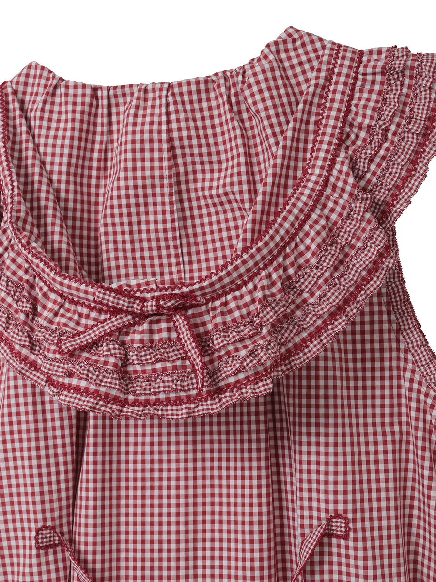 ギンガムチェックフード付きタブリエ 詳細画像 グリーン 9