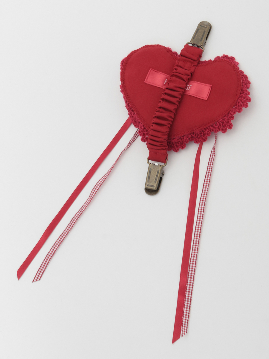 モチーフ付きハートモチーフニットクリップ 詳細画像 グリーン 2