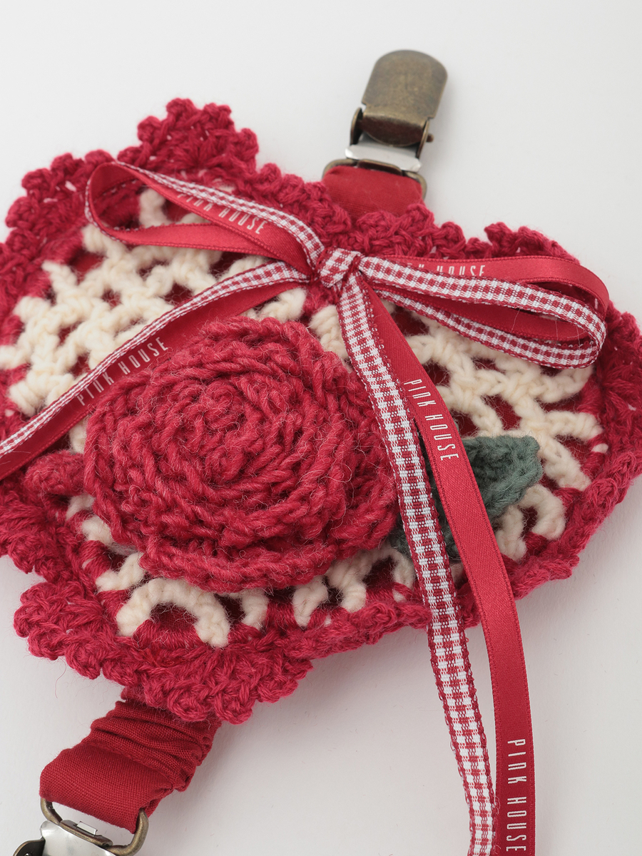 モチーフ付きハートモチーフニットクリップ 詳細画像 グリーン 3