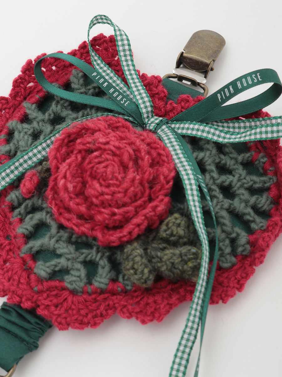 モチーフ付きハートモチーフニットクリップ 詳細画像 グリーン 7