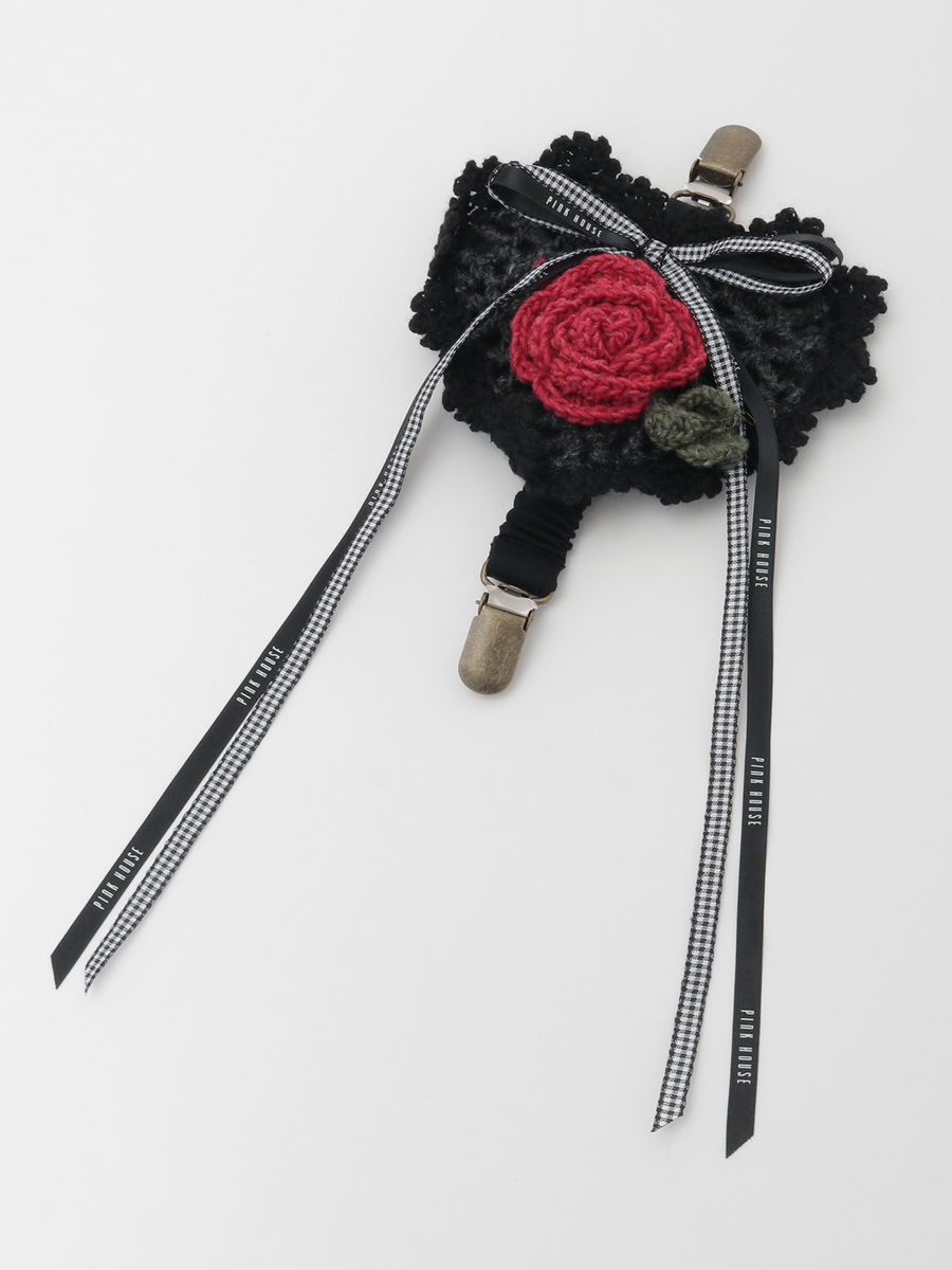 モチーフ付きハートモチーフニットクリップ 詳細画像 ブラック 1