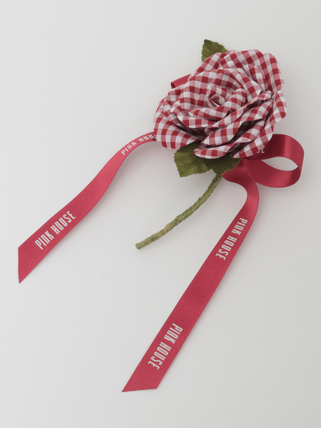 ギンガムチェックローズコサージュ