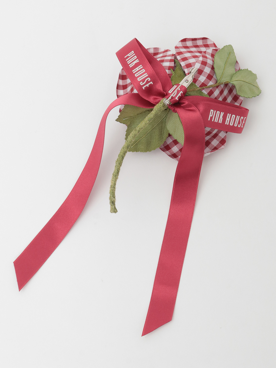 ギンガムチェックローズコサージュ 詳細画像 ブラック 2