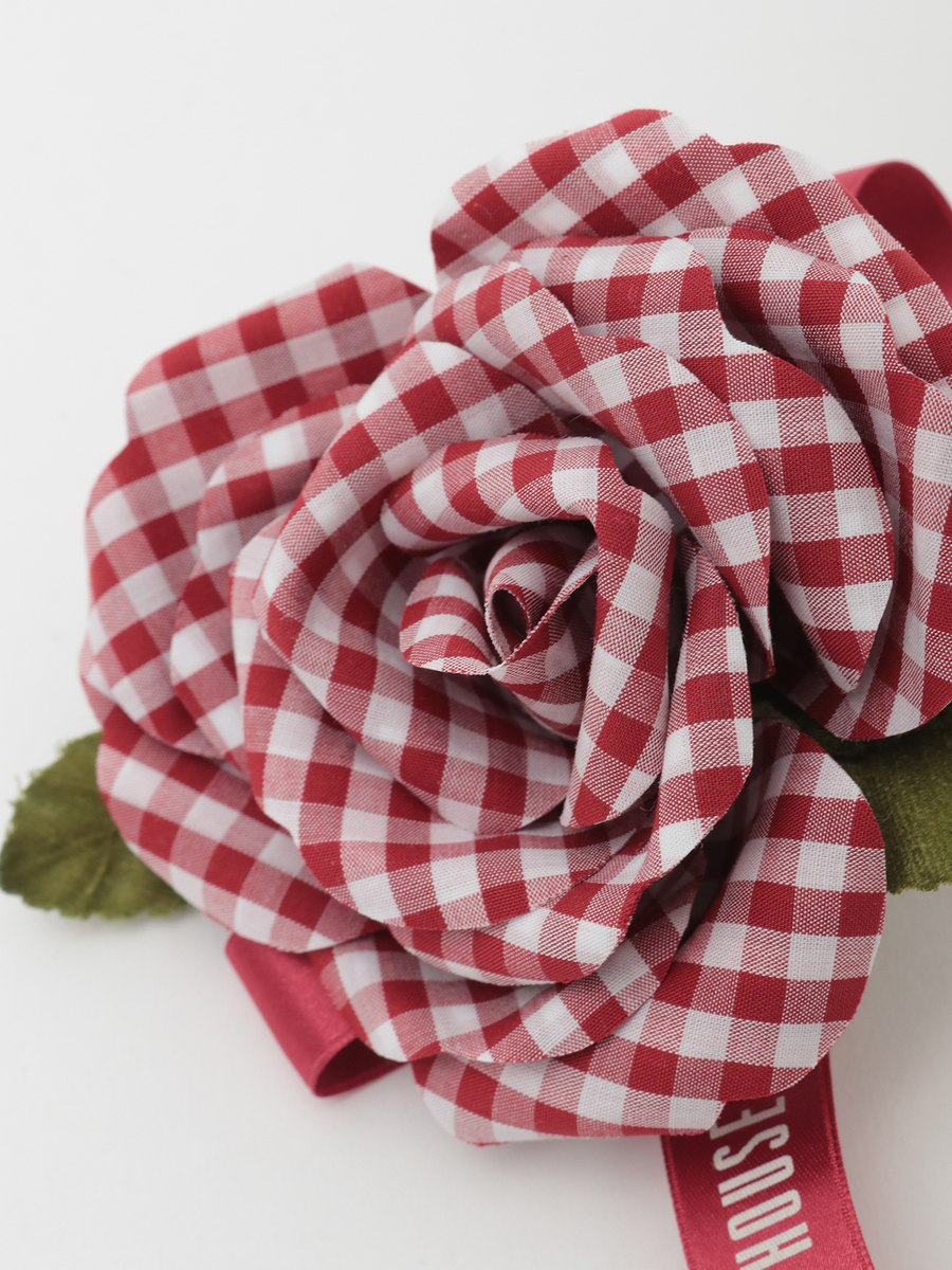 ギンガムチェックローズコサージュ 詳細画像 ブラック 3