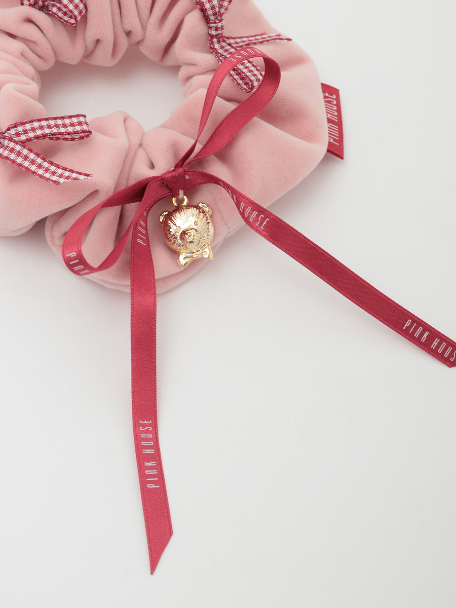 リボンいっぱいベロアシュシュ 詳細画像 ピンク 3