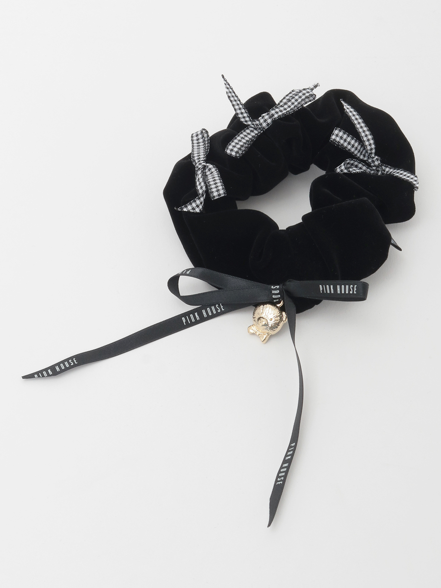 リボンいっぱいベロアシュシュ 詳細画像 クロ 1