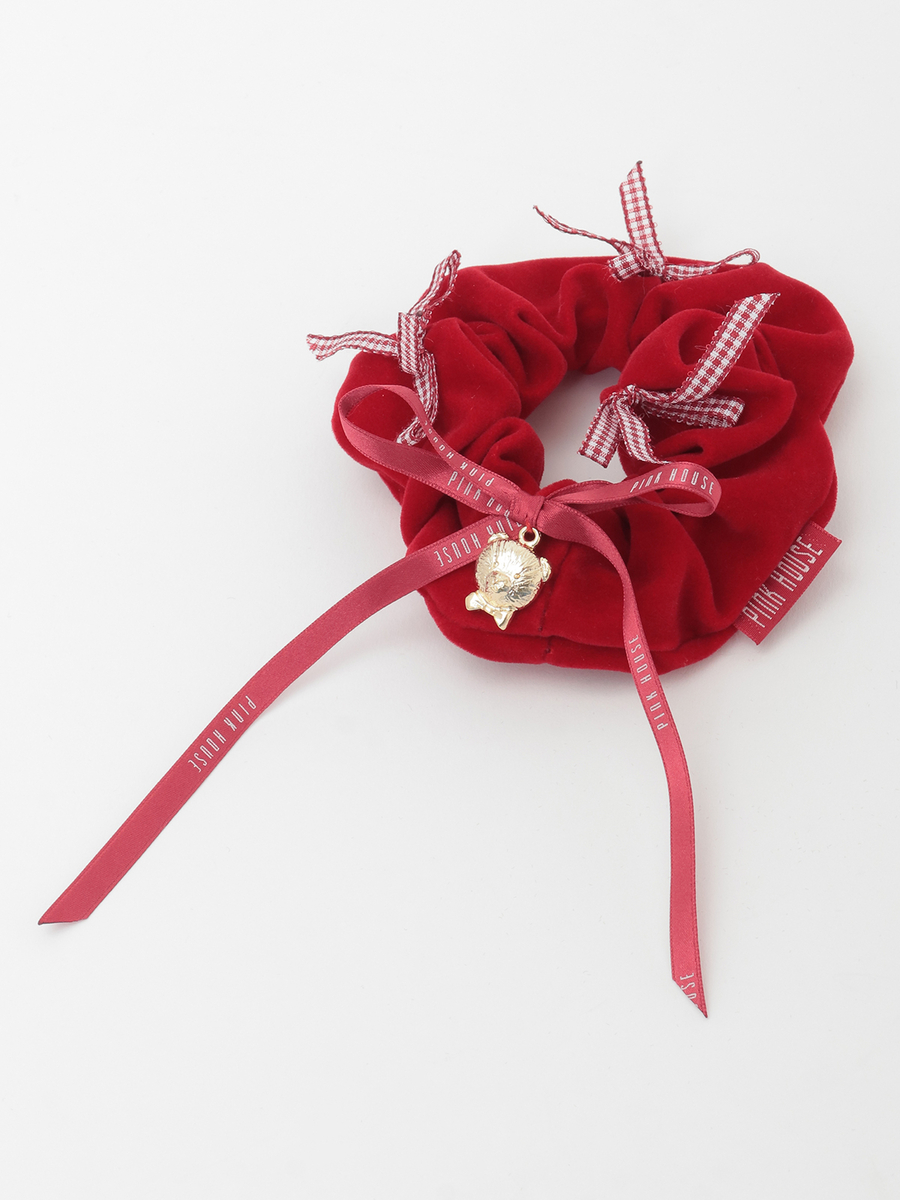 リボンいっぱいベロアシュシュ 詳細画像 アカ 1