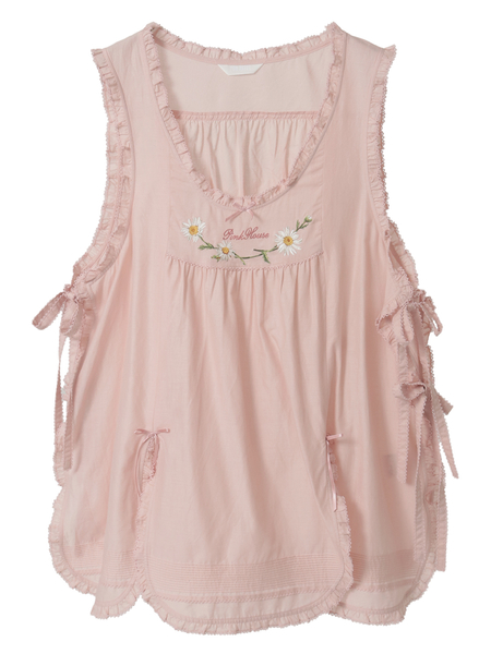 マーガレット刺繍ローンタブリエ