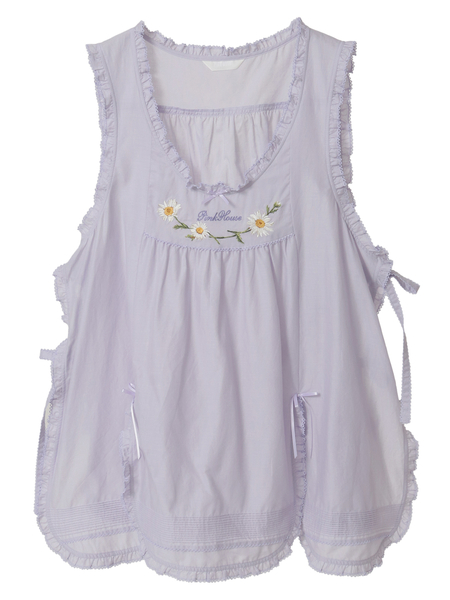 マーガレット刺繍ローンタブリエ