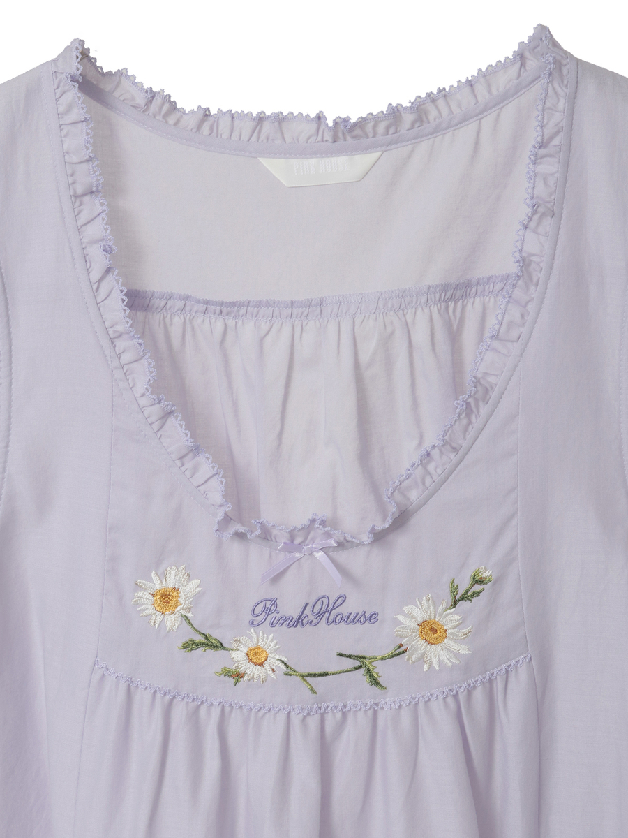 マーガレット刺繍ローンタブリエ 詳細画像 ラベンダー 3