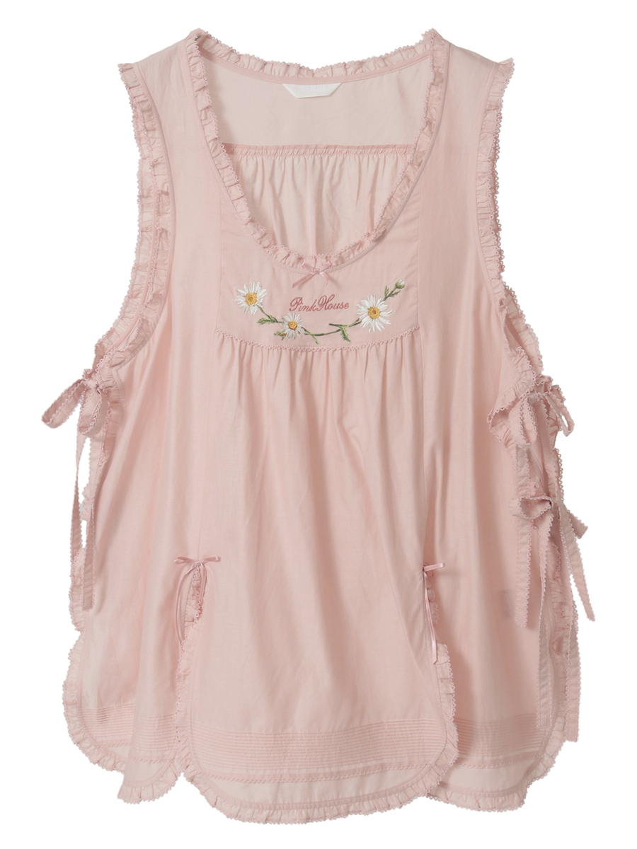 マーガレット刺繍ローンタブリエ 詳細画像 ピンク 1