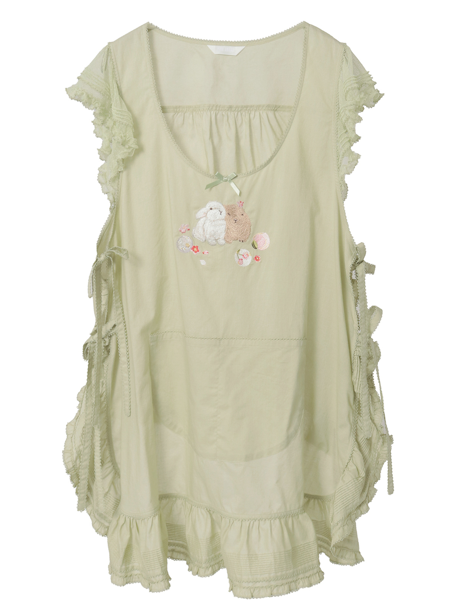 幸見うさぎ刺繍ローンタブリエ 詳細画像 シロ 1