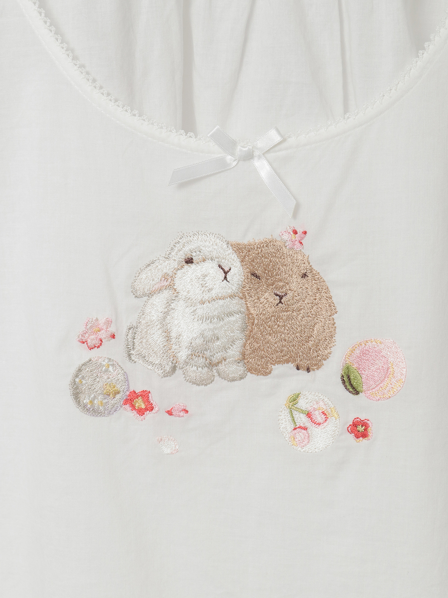 幸見うさぎ刺繍ローンタブリエ 詳細画像 シロ 11