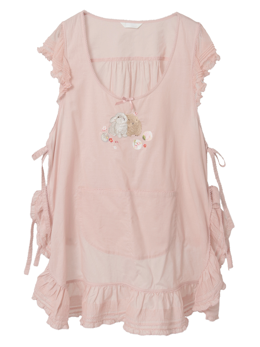 幸見うさぎ刺繍ローンタブリエ 詳細画像 ピンク 1