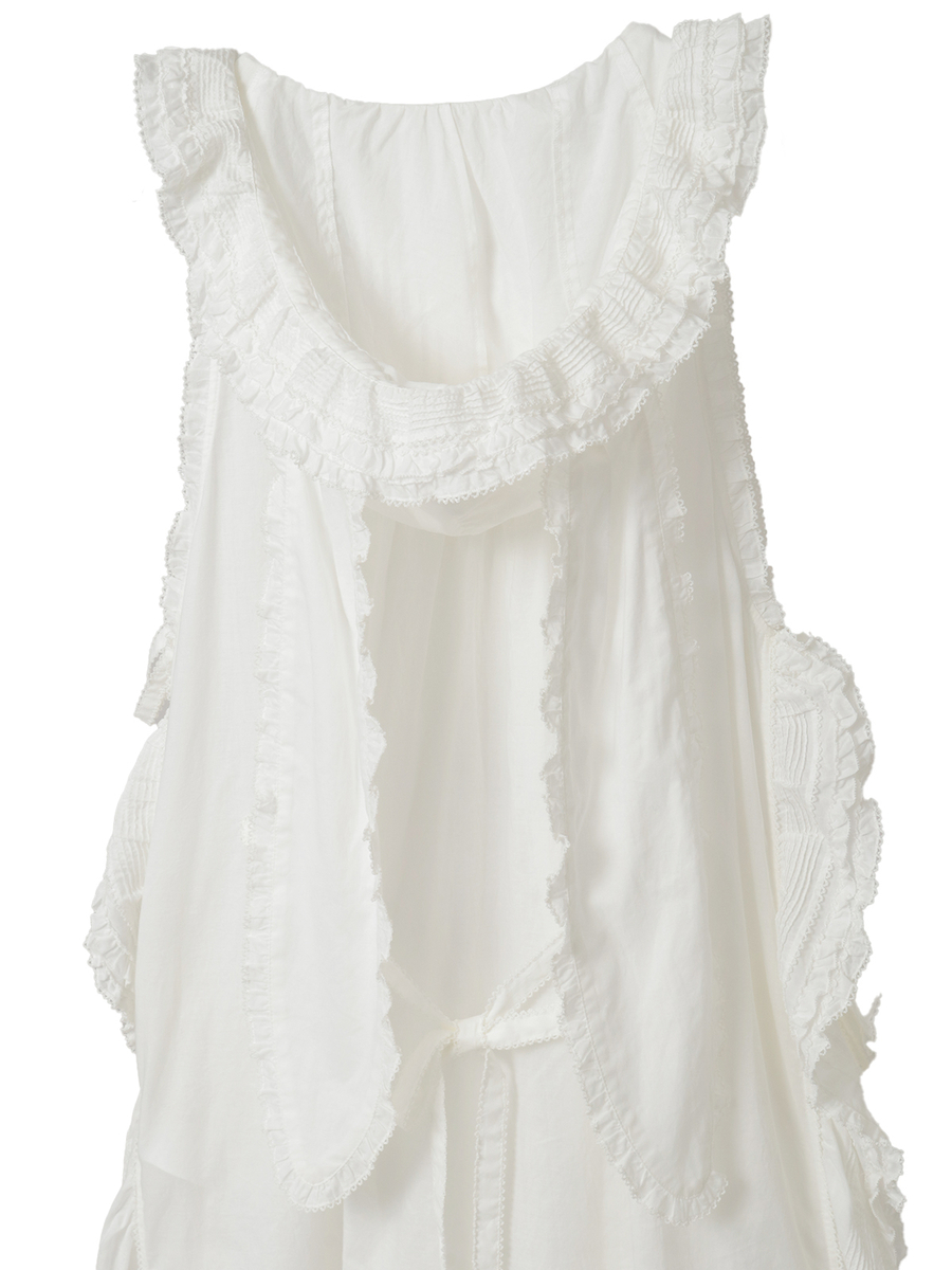 うさぎの耳フード付きローンタブリエ 詳細画像 シロ 10