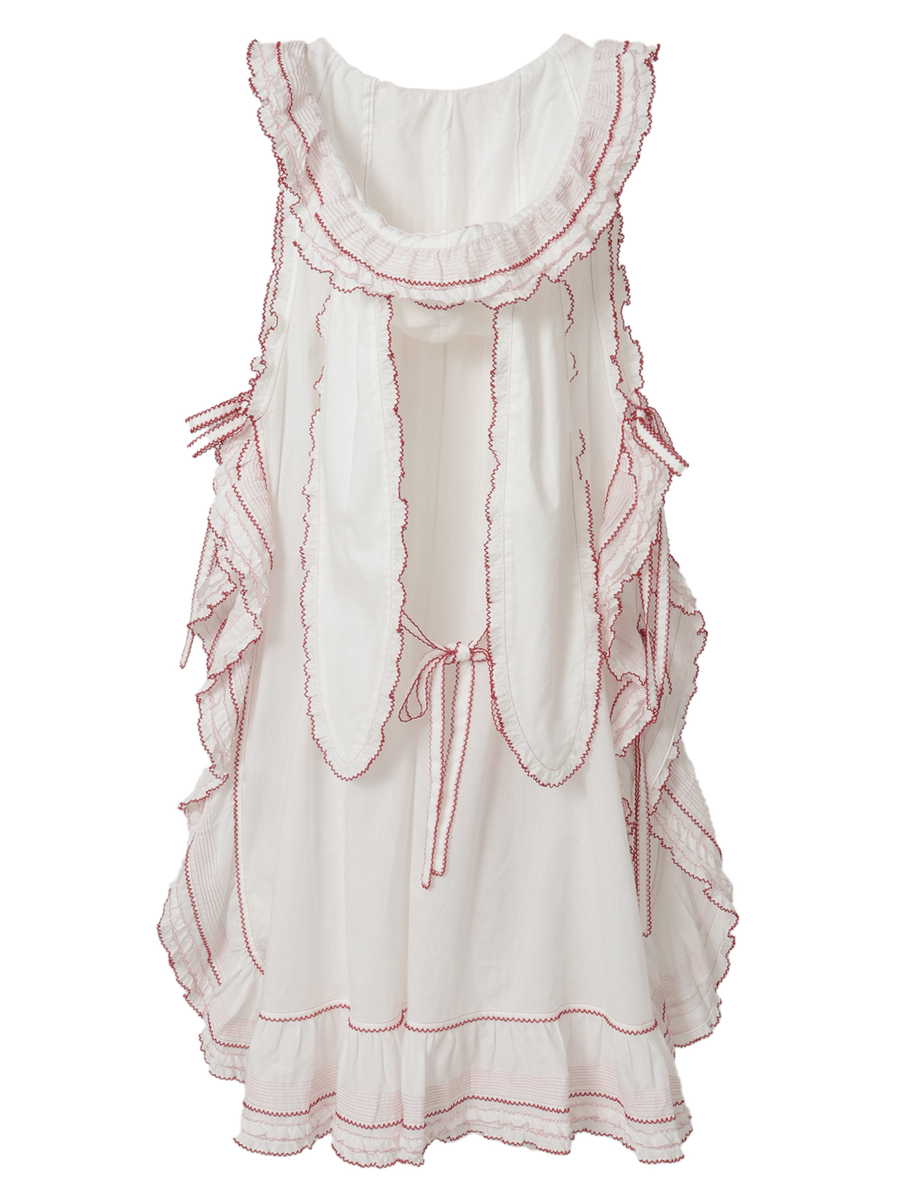 うさぎの耳フード付きローンタブリエ 詳細画像 シロ 2