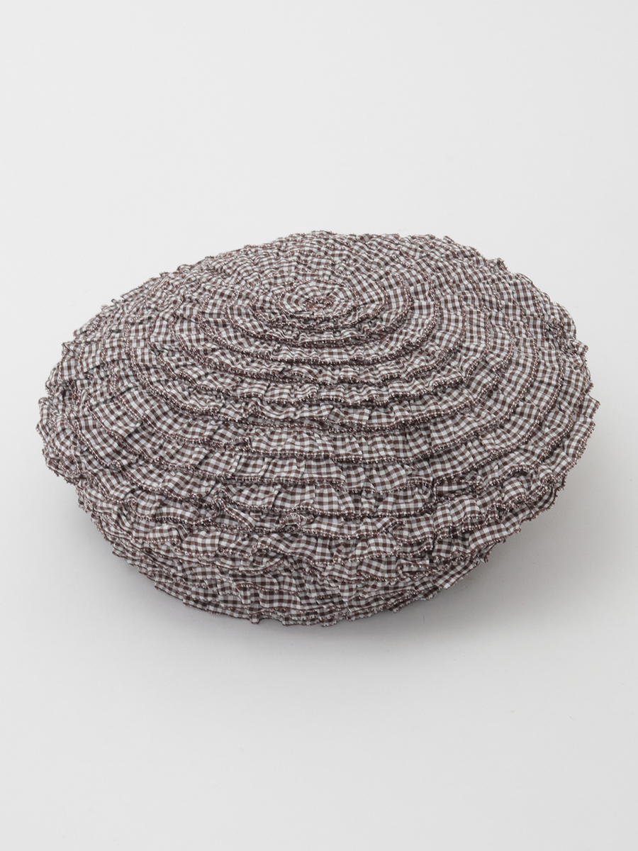 ギンガムチェックフリルベレー 詳細画像 チョコレート 1